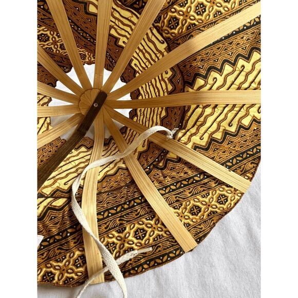 Foldable Wooden and Cloth Travel Hat w/ Ties, Collapsible, Unique, Sun Hat - Picture 7 of 10